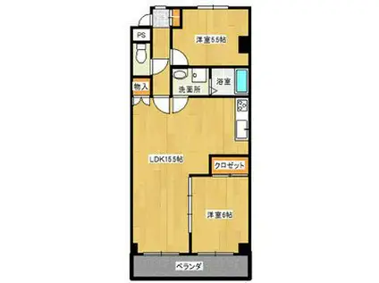 サンハイツ松井(2LDK/2階)の間取り写真