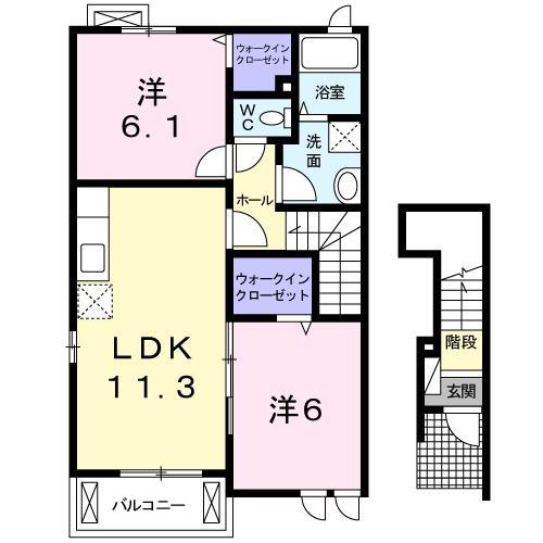 エスペランサI(2LDK/2階)の間取り写真