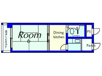 ウィング21(1DK/2階)の間取り写真