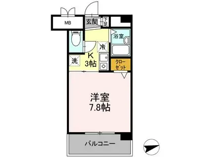 キャッスルIII(1K/3階)の間取り写真