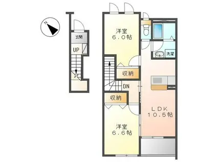 ウィステリアリッシュ(2LDK/2階)の間取り写真