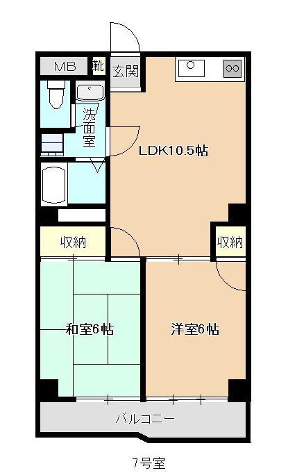 南観音プラウズ(2LDK/2階)の間取り写真