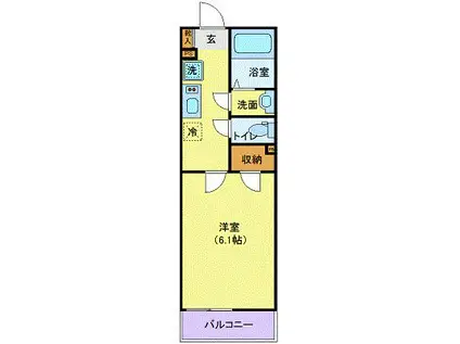 ヴィレッタ晩翠(1K/3階)の間取り写真
