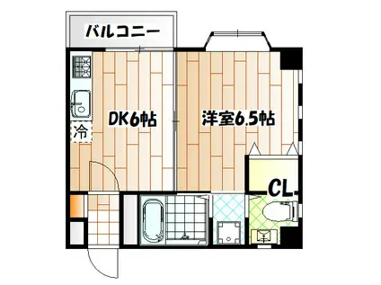 ポンヌフ鶴見(1DK/4階)の間取り写真