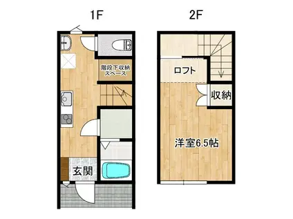 ラ・フェリーチェW(1DK/2階)の間取り写真
