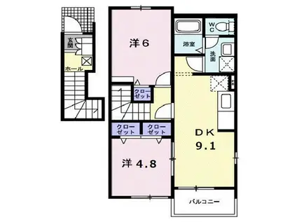 アップロード(2DK/2階)の間取り写真