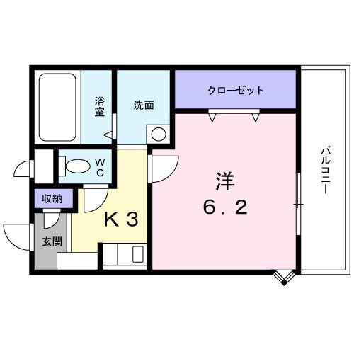 ヴィラナカヤマ(1K/2階)の間取り写真