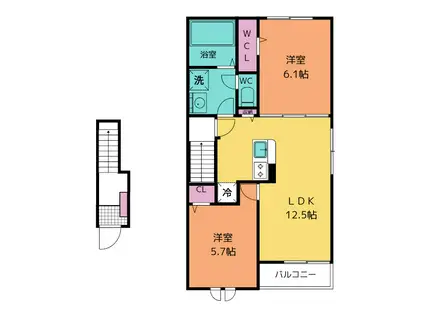 リシェル スクエアI(2LDK/2階)の間取り写真