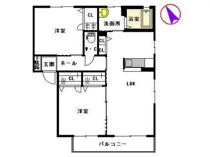 ティアラ(2LDK/2階)の間取り写真