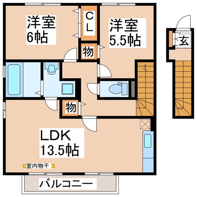 モダンコート(2LDK/2階)の間取り写真