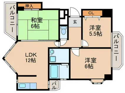 ル・パレ須磨(3LDK/5階)の間取り写真