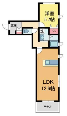 SHAMAISON西宮北口(1LDK/1階)の間取り写真
