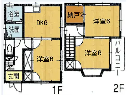 ＪＲ山陽本線 福山駅 徒歩59分 2階建 築23年(3SDK/1階)の間取り写真