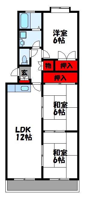 アネックス三苫(3LDK/4階)の間取り写真