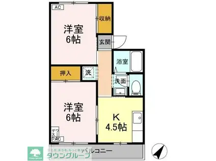 フジ・ヴェール参番館(2K/2階)の間取り写真