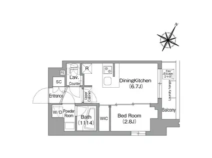 コンフォリア・リヴ新中野サウス(1DK/9階)の間取り写真