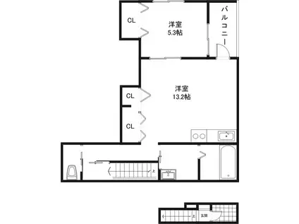 GANADOR(1LDK/2階)の間取り写真