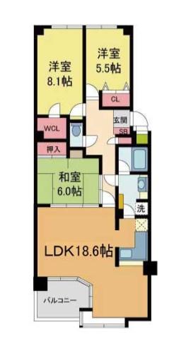 ラ・ビスタ宝塚イーストヴィラ1番館(3LDK/13階)の間取り写真