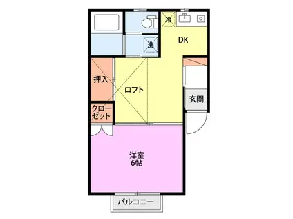 アルカディア(1DK/1階)の間取り写真