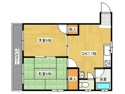 エイトビル横川新町(2DK/4階)の間取り写真
