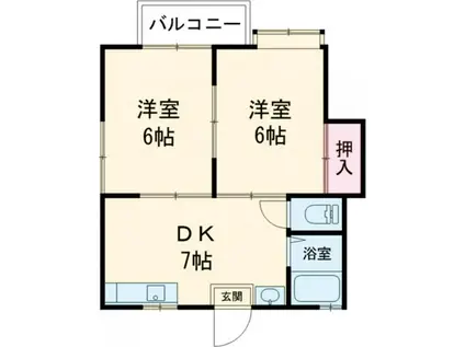 ファーストインキャニオンハウス II(2DK/3階)の間取り写真
