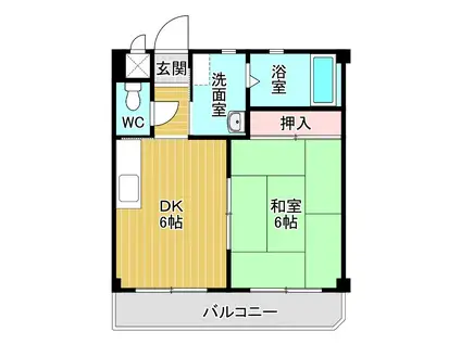 ボヌール片野(1DK/3階)の間取り写真