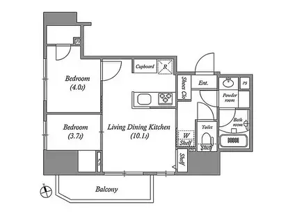 上野マンション(2LDK/6階)の間取り写真