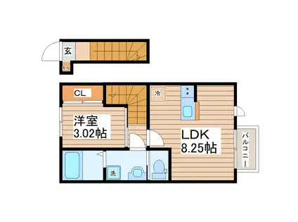 BERILLO(1LDK/2階)の間取り写真