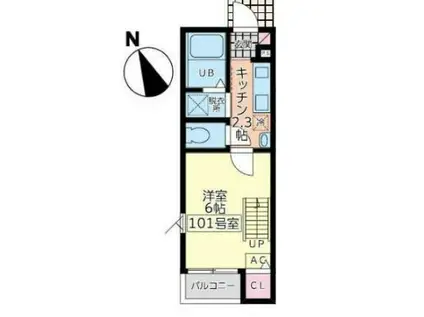 リベルテ黒松(1K/1階)の間取り写真