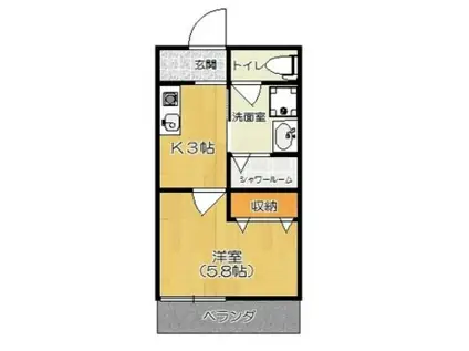 コーポ トカシキ(1K/3階)の間取り写真