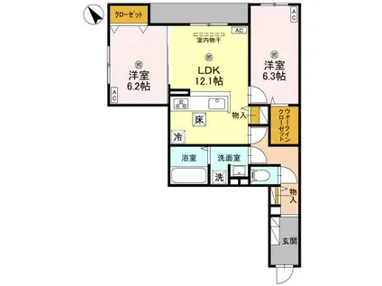 パノフグランデ(2LDK/1階)の間取り写真