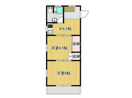 日吉第7コーポH棟(1K/5階)の間取り写真