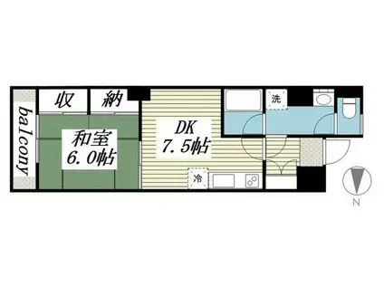 グリーンガーデン武蔵浦和(1DK/3階)の間取り写真