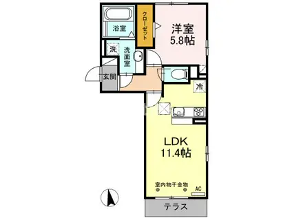 エーデルハイムクロダII(1LDK/1階)の間取り写真