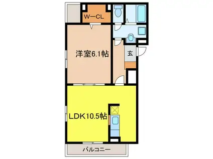 ブルックIII(1LDK/3階)の間取り写真