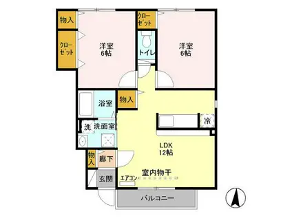 モダンコート千曲 A(2LDK/1階)の間取り写真