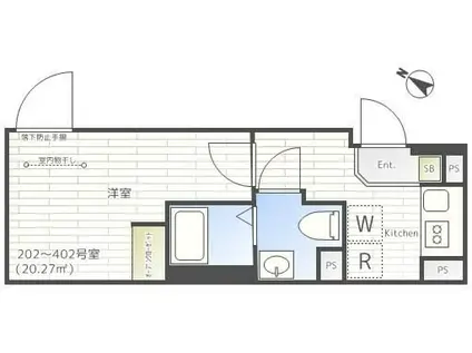メゾンド町屋(1K/3階)の間取り写真