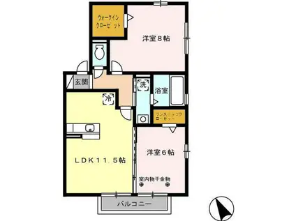 エムズスクエア B棟(2LDK/2階)の間取り写真