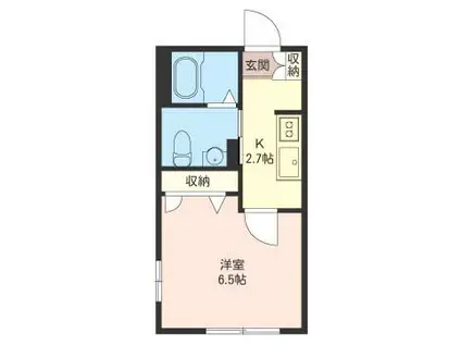 フューザン ムサシノ(1K/1階)の間取り写真