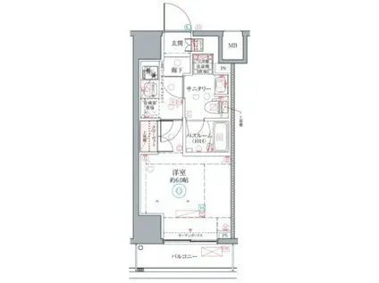 クレヴィスタ横浜関内II(1K/3階)の間取り写真