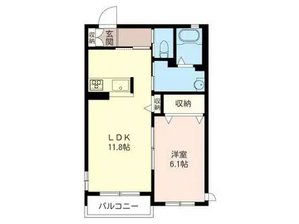 レフィナード(1LDK/1階)の間取り写真