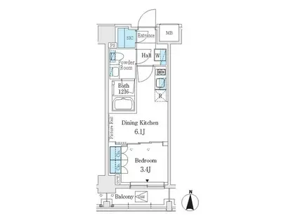 J.GRAN COURT 品川西大井イースト(1DK/6階)の間取り写真