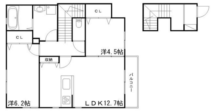 サンサージュ加納原田II(2LDK/2階)の間取り写真