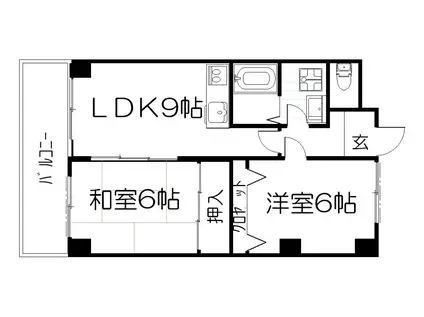 叡山電鉄叡山本線 三宅八幡駅 徒歩5分 4階建 築30年(2DK/3階)の間取り写真