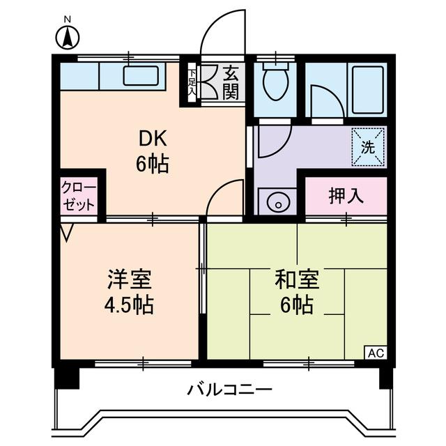 ルミエール本宿参番館(2DK/2階)の間取り写真