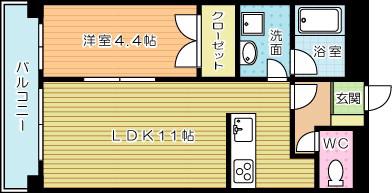 ZENS清水(1LDK/3階)の間取り写真