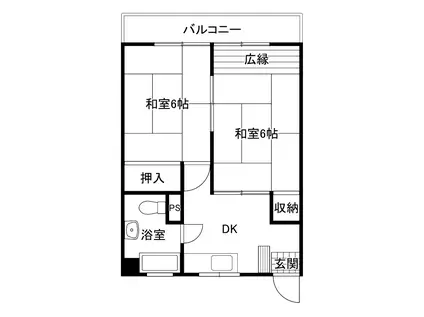 サーフサイドビル到津(2DK/1階)の間取り写真
