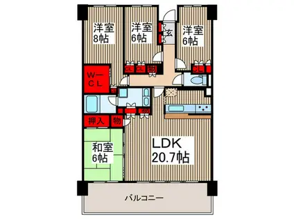 パークシティさいたま北ガーデンレジデンス(4LDK/14階)の間取り写真