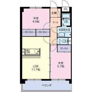 プリリアンスTAKEKOSHI(2LDK/1階)の間取り写真