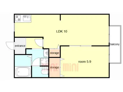 ハイツITSUKA AI(1LDK/2階)の間取り写真